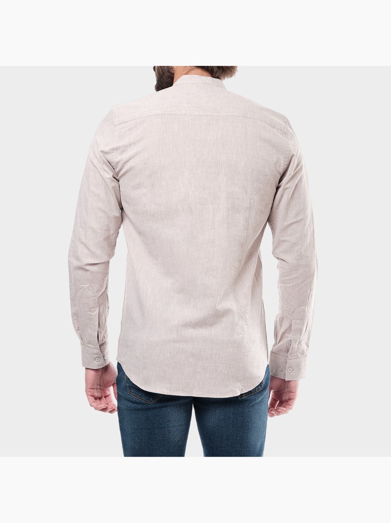 Chemise col mao unie Marron - Kiabi