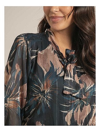 Chemise col noeud motifs ORTENSE