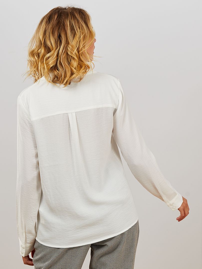 Mango - Chemise avec col à pointe style western - Blanc