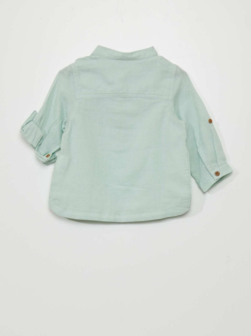 Chemise col tunisien Bleu turquoise - Kiabi