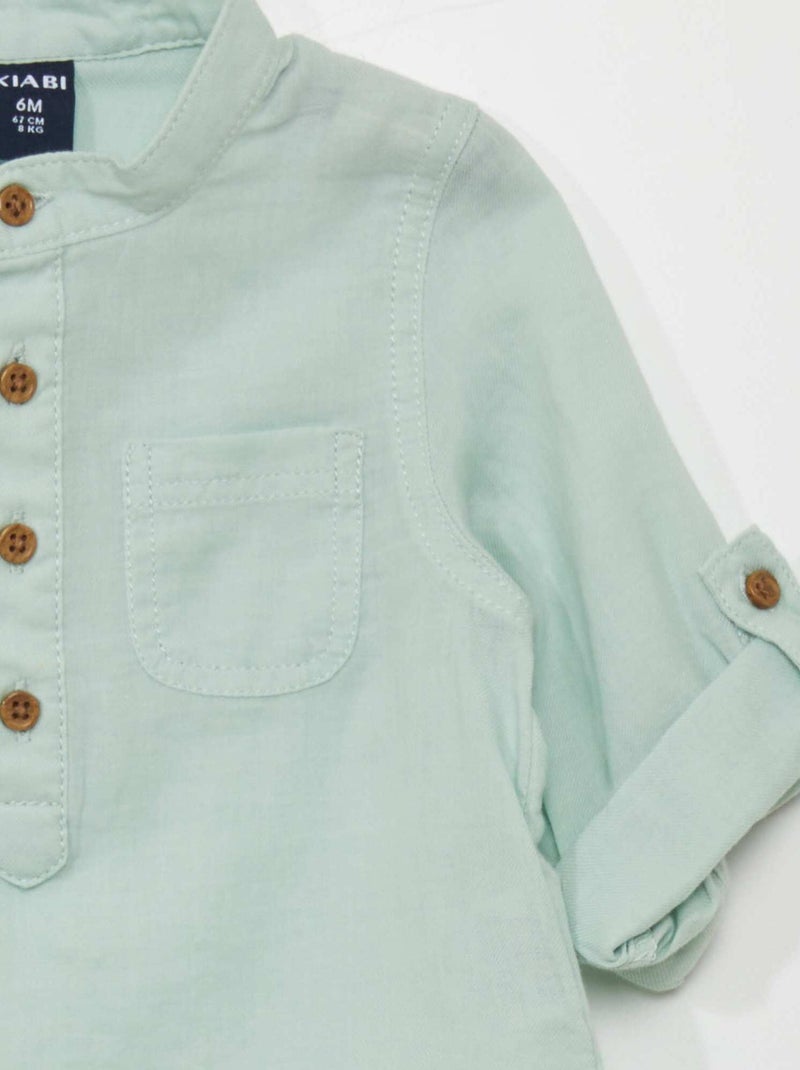 Chemise col tunisien Bleu turquoise - Kiabi