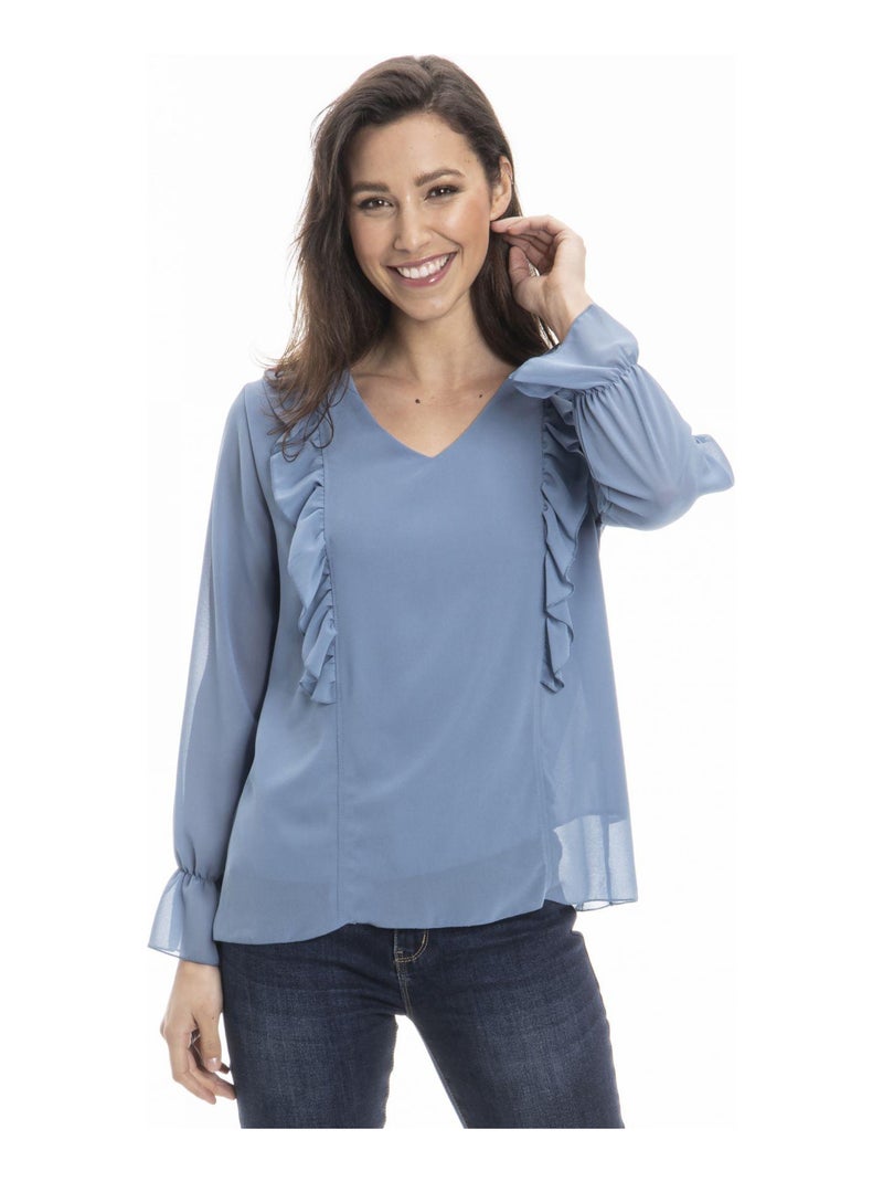 Chemise col tunisien CAROLE - Gérard Pasquier Bleu foncé - Kiabi