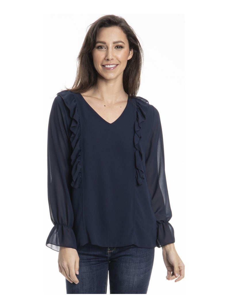 Chemise col tunisien CAROLE - Gérard Pasquier Bleu marine - Kiabi