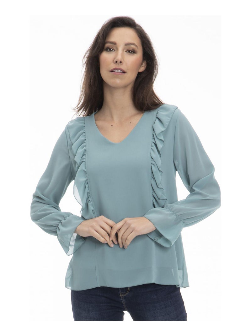 Chemise col tunisien CAROLE - Gérard Pasquier Vert d'eau - Kiabi