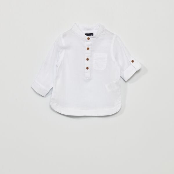 Chemise Col Tunisien Eco Concue Bebe Garcon Blanc Kiabi 8 00