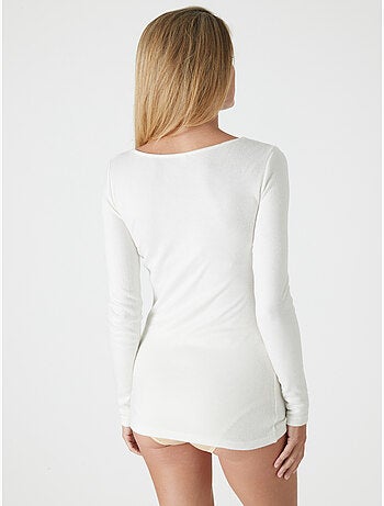 Chemise col v dentelle manches longues - daxon