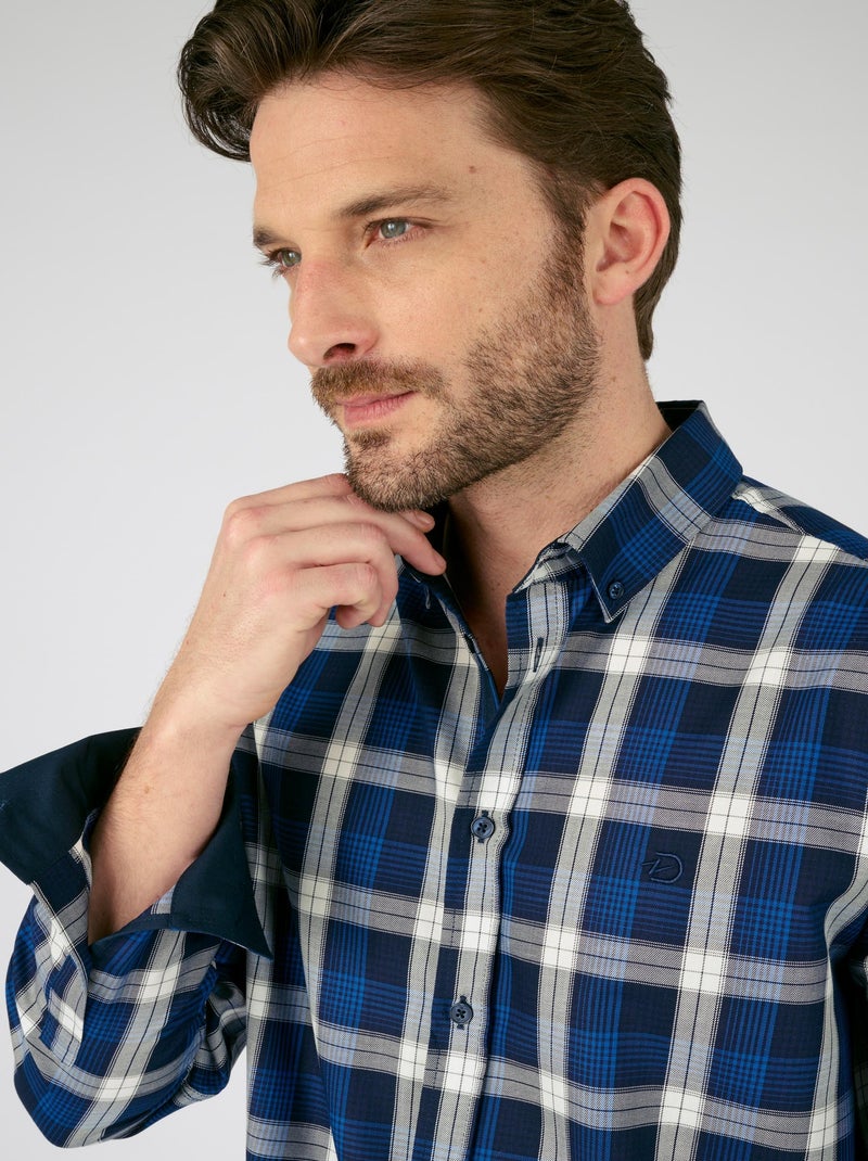 Chemise confort manches longues pur coton  - Damart Bleu marine - Kiabi