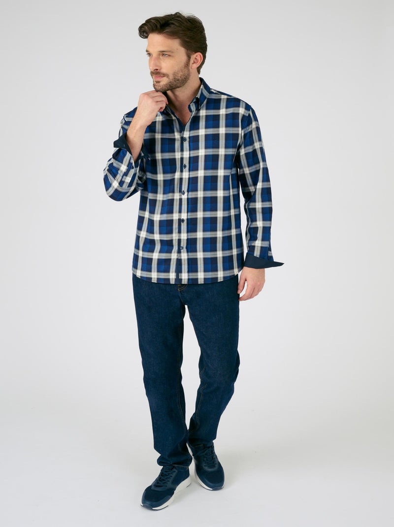 Chemise confort manches longues pur coton  - Damart Bleu marine - Kiabi