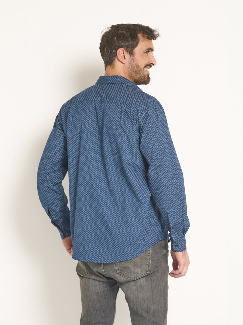 Chemise coton carreaux fantaisie - Afibel Bleu marine - Kiabi