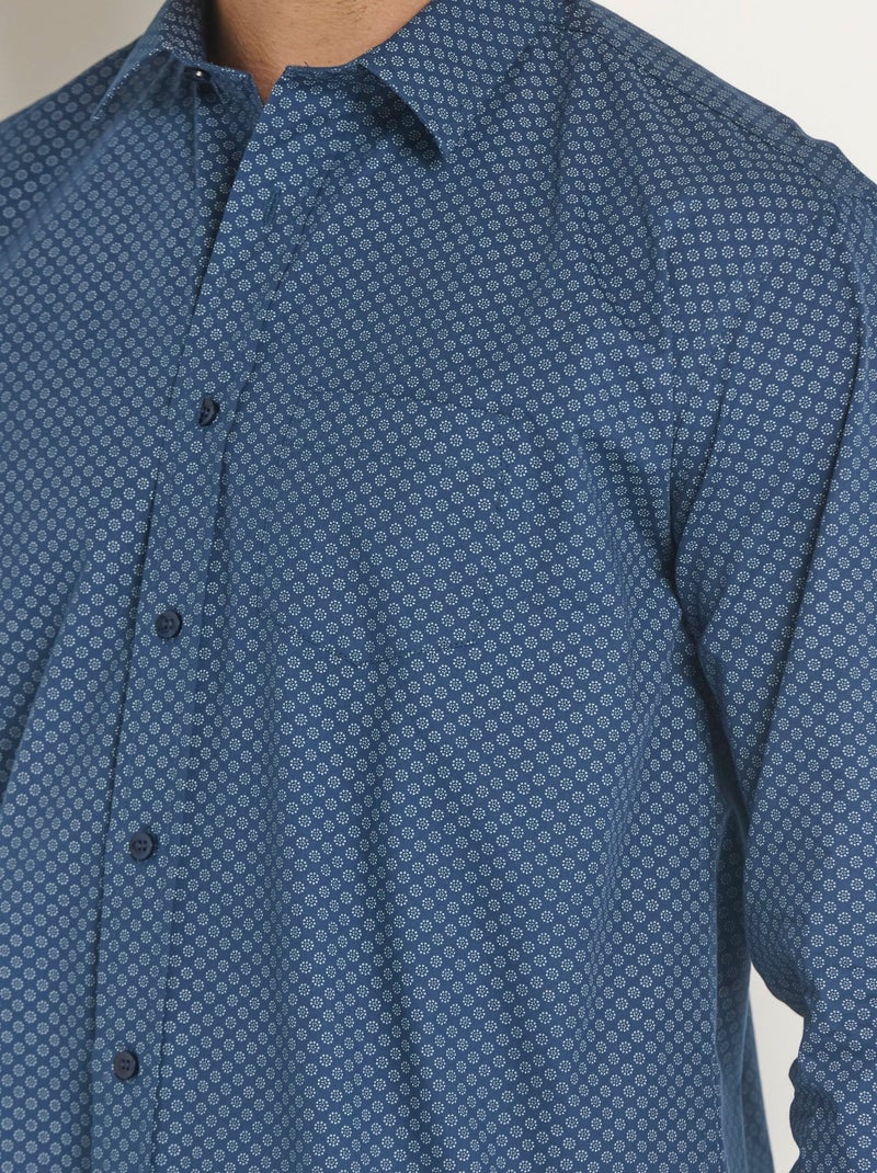 Chemise coton carreaux fantaisie - Afibel Bleu marine - Kiabi