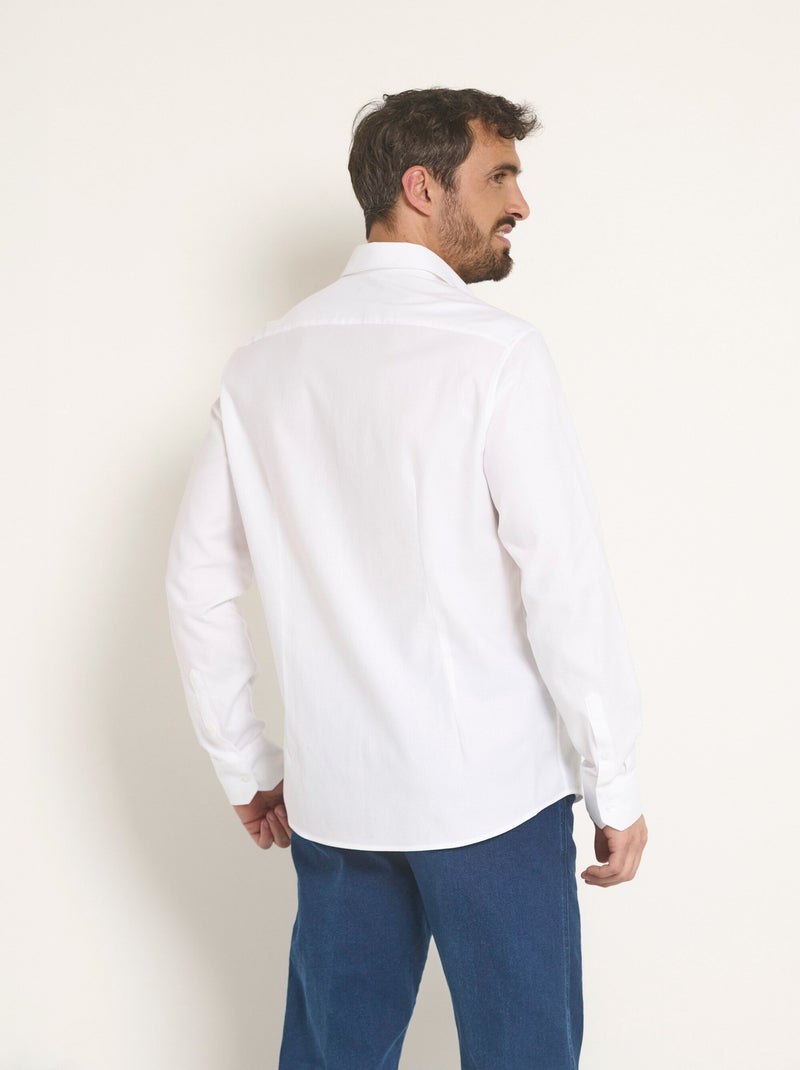 Chemise coton chic col semi italien - Afibel Blanc - Kiabi