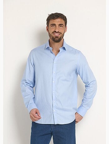 Chemise coton chic col semi italien - Afibel