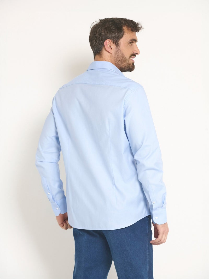 Chemise coton chic col semi italien - Afibel Bleu ciel - Kiabi