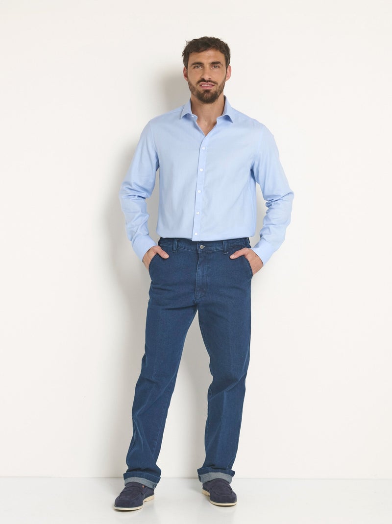 Chemise coton chic col semi italien - Afibel Bleu ciel - Kiabi