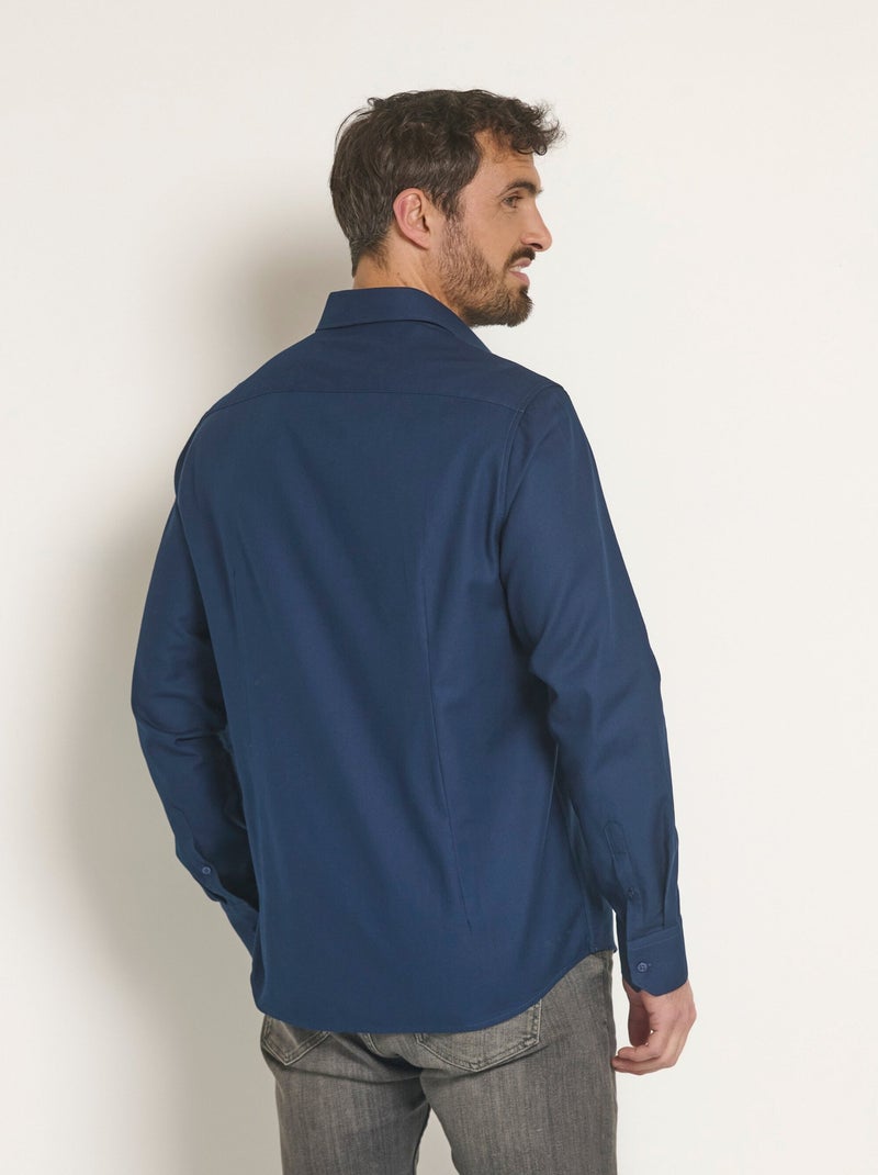 Chemise coton chic col semi italien - Afibel Bleu marine - Kiabi