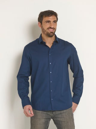 Chemise coton chic col semi italien