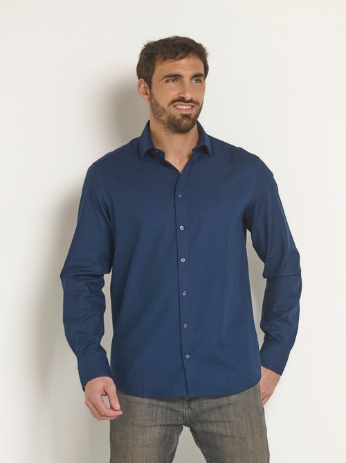 Chemise coton chic col semi italien - Kiabi