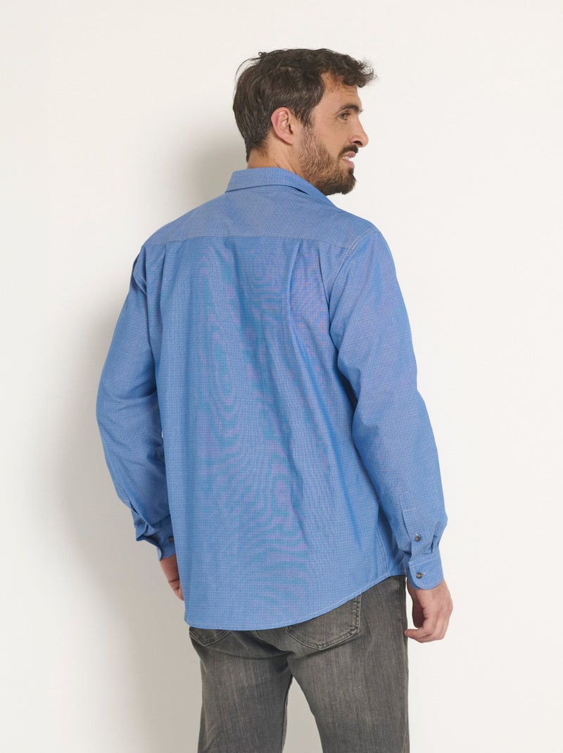Chemise coton en chambray imprimé - Afibel Bleu - Kiabi