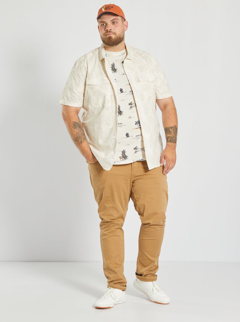 Chemise coton imprimé Écru - Kiabi