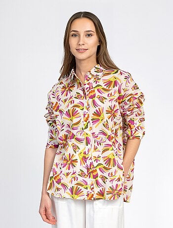 Chemise coton imprimée manches longues