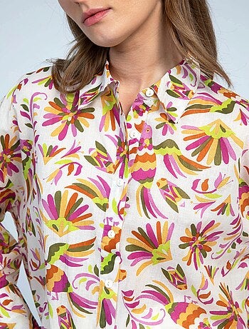 Chemise coton imprimée manches longues