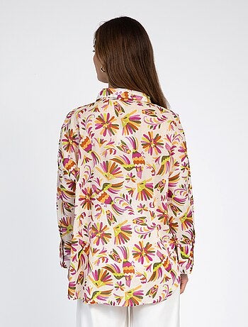 Chemise coton imprimée manches longues