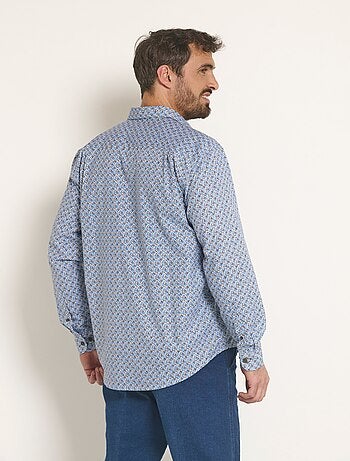 Chemise coton micro motif manches longues - Afibel