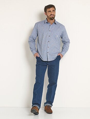 Chemise coton micro motif manches longues - Afibel