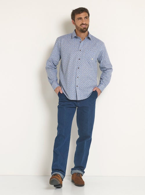 Chemise coton micro motif manches longues - Afibel - Kiabi