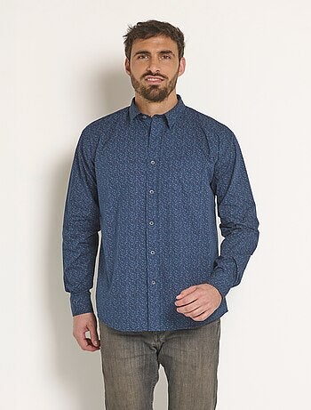 Chemise coton micro motif manches longues - Afibel