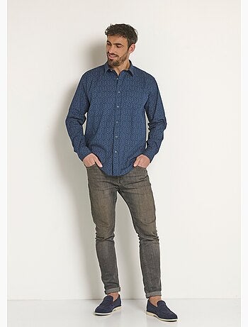 Chemise coton micro motif manches longues - Afibel