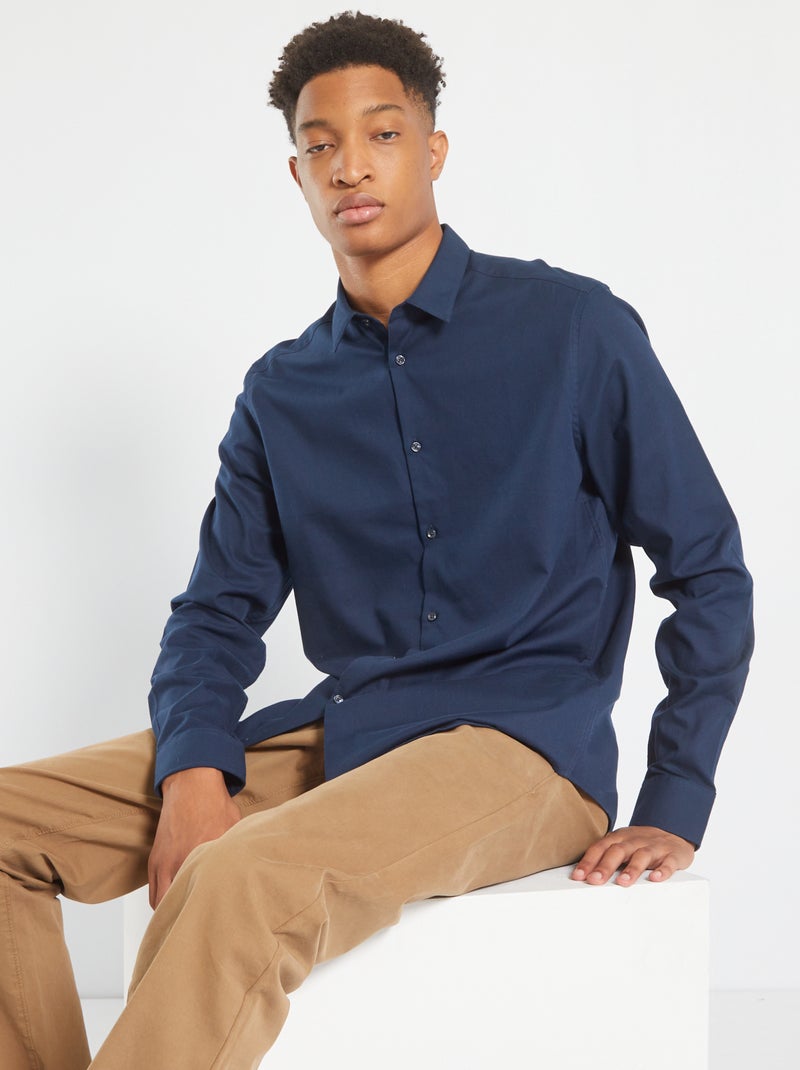 Chemise coton oxford +1m90 Bleu marine - Kiabi
