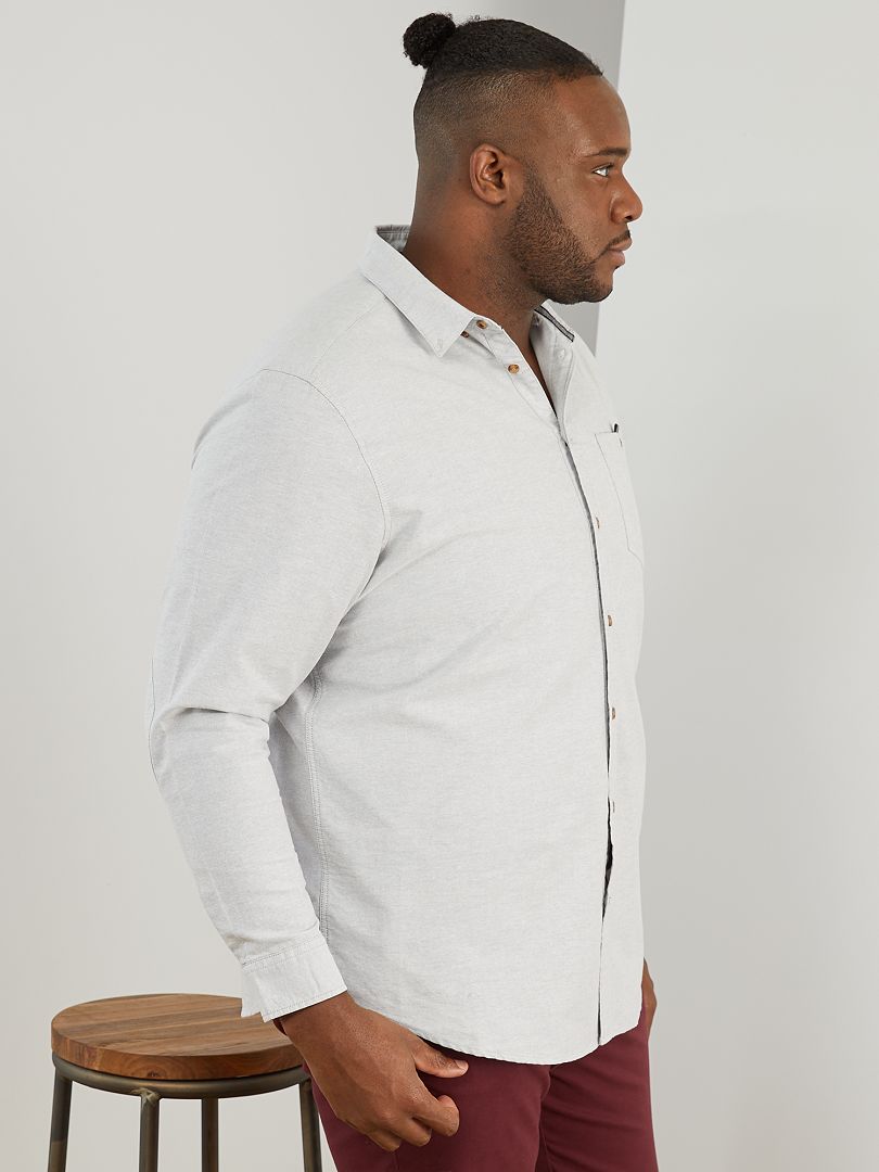 Chemise XOOS Trendy Blanche à Petits Points Clairs - Taille 2 Homme, Manches Longues, Occasion Excellente état