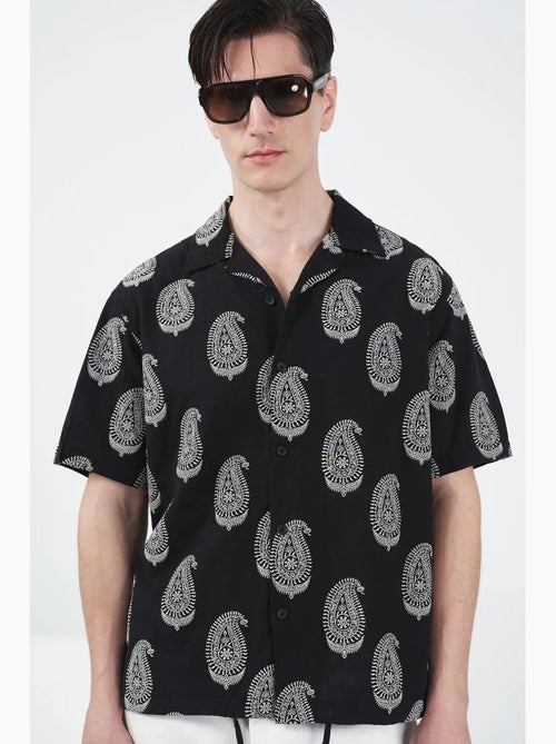 Chemise coupe classique à imprimé cachemire et fermeture boutonnée giesto - Kiabi