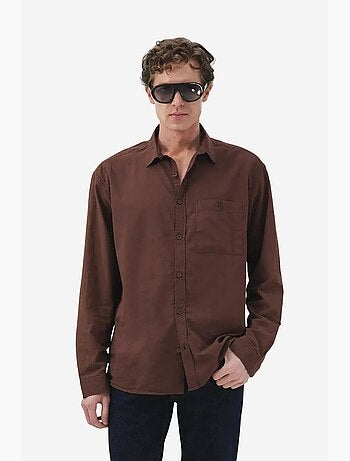 Chemise coupe classique manches longues popeline avec poche giesto