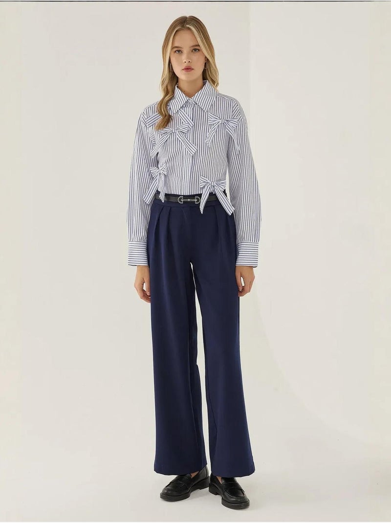 Chemise coupe décontractée avec détail nœud Blanc - Kiabi