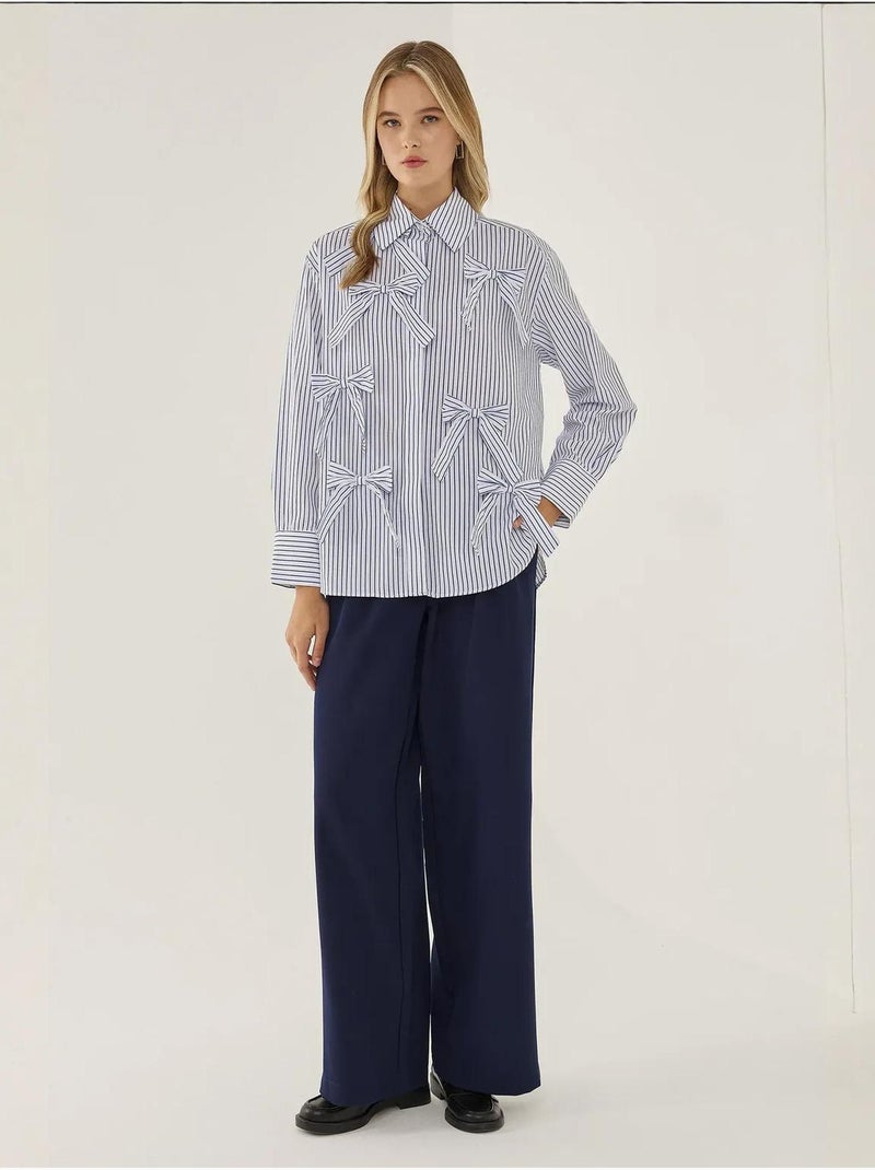 Chemise coupe décontractée avec détail nœud Blanc - Kiabi