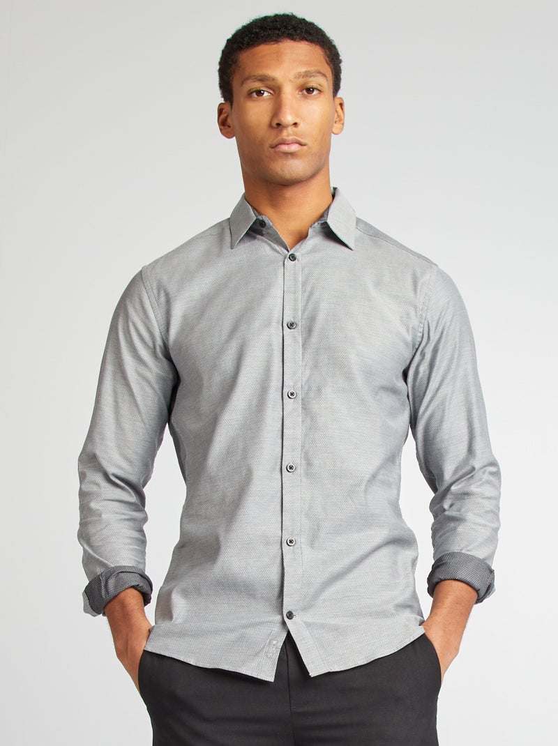 Chemise coupe droite à motif Gris - Kiabi