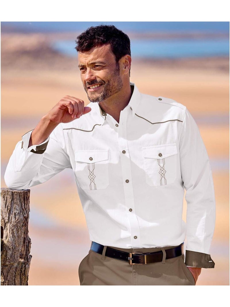 Chemise Coupe Western - ATLAS FOR MEN Blanc - Kiabi