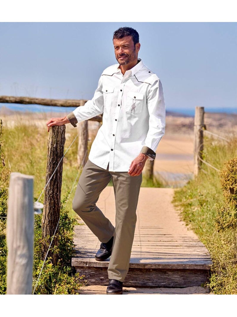 Chemise Coupe Western - ATLAS FOR MEN Blanc - Kiabi