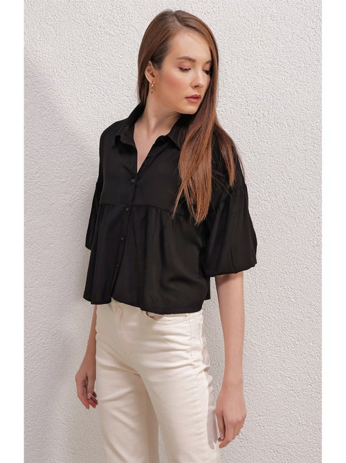 Chemise Courte - Noir - Kiabi
