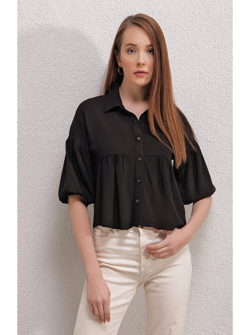 Chemise Courte - Noir Noir Noir - Kiabi