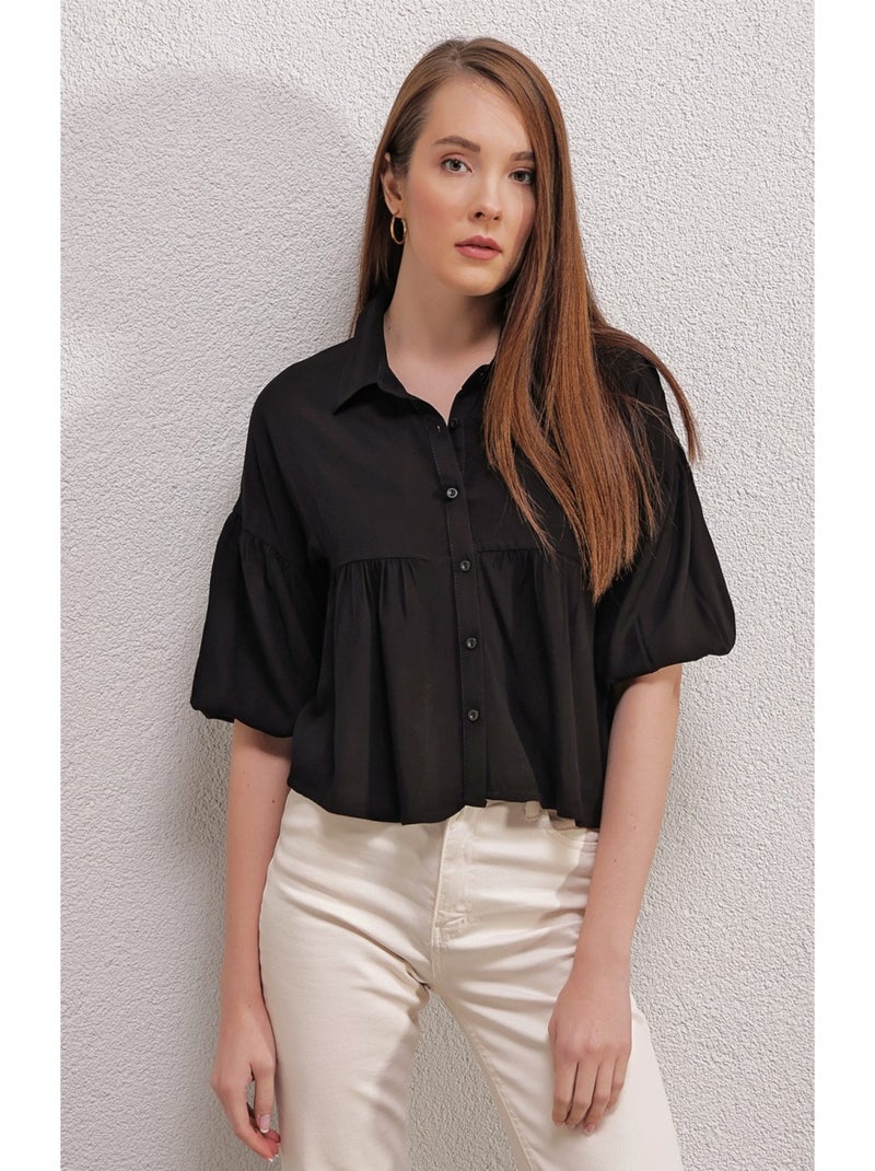 Chemise Courte - Noir Noir Noir - Kiabi