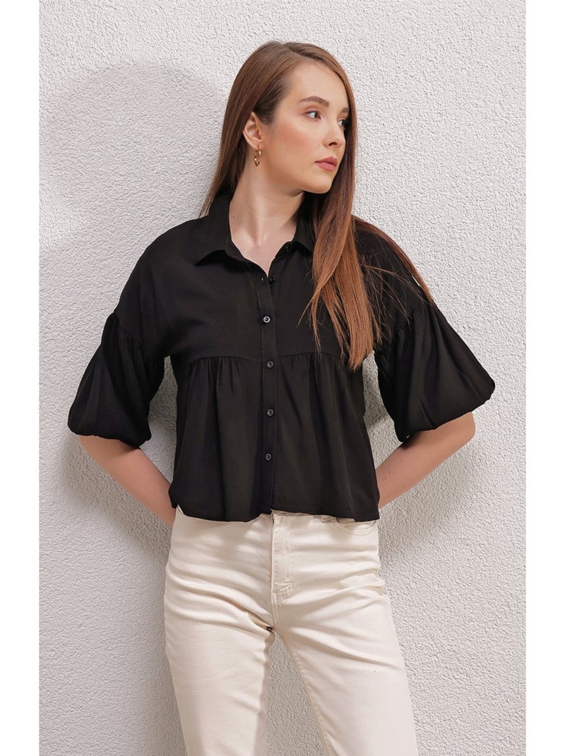 Chemise Courte - Noir Noir Noir - Kiabi