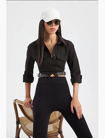 Chemise courte à col montant et poches avec ceinture hiccup