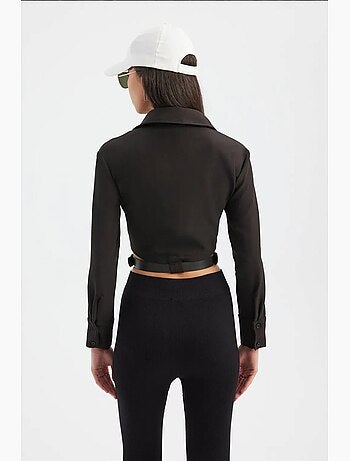 Chemise courte à col montant et poches avec ceinture hiccup