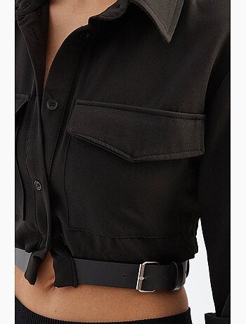 Chemise courte à col montant et poches avec ceinture hiccup