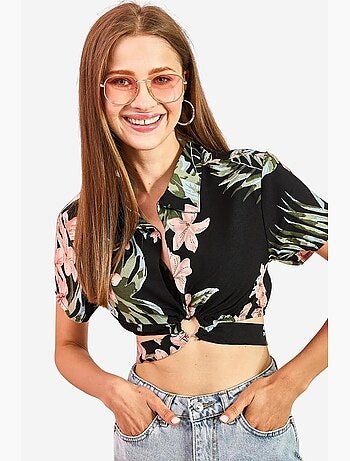 Chemise courte à imprimé floral, coupe décontractée, fermeture boutonnée lucci