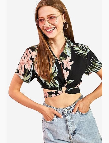 Chemise courte à imprimé floral, coupe décontractée, fermeture boutonnée lucci