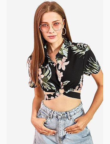 Chemise courte à imprimé floral, coupe décontractée, fermeture boutonnée lucci